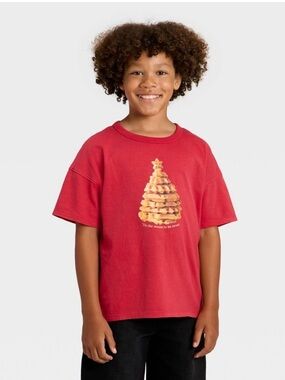 Cat & Jack Red Short-Sleeve Tee with Waffle Tree Graphic